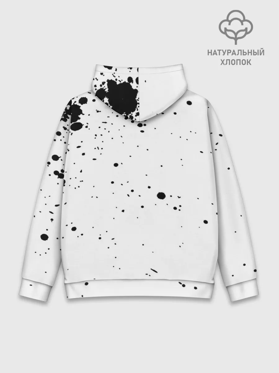 Худи мужской база хлопок / One Punch-Man черные брызги Сайтама