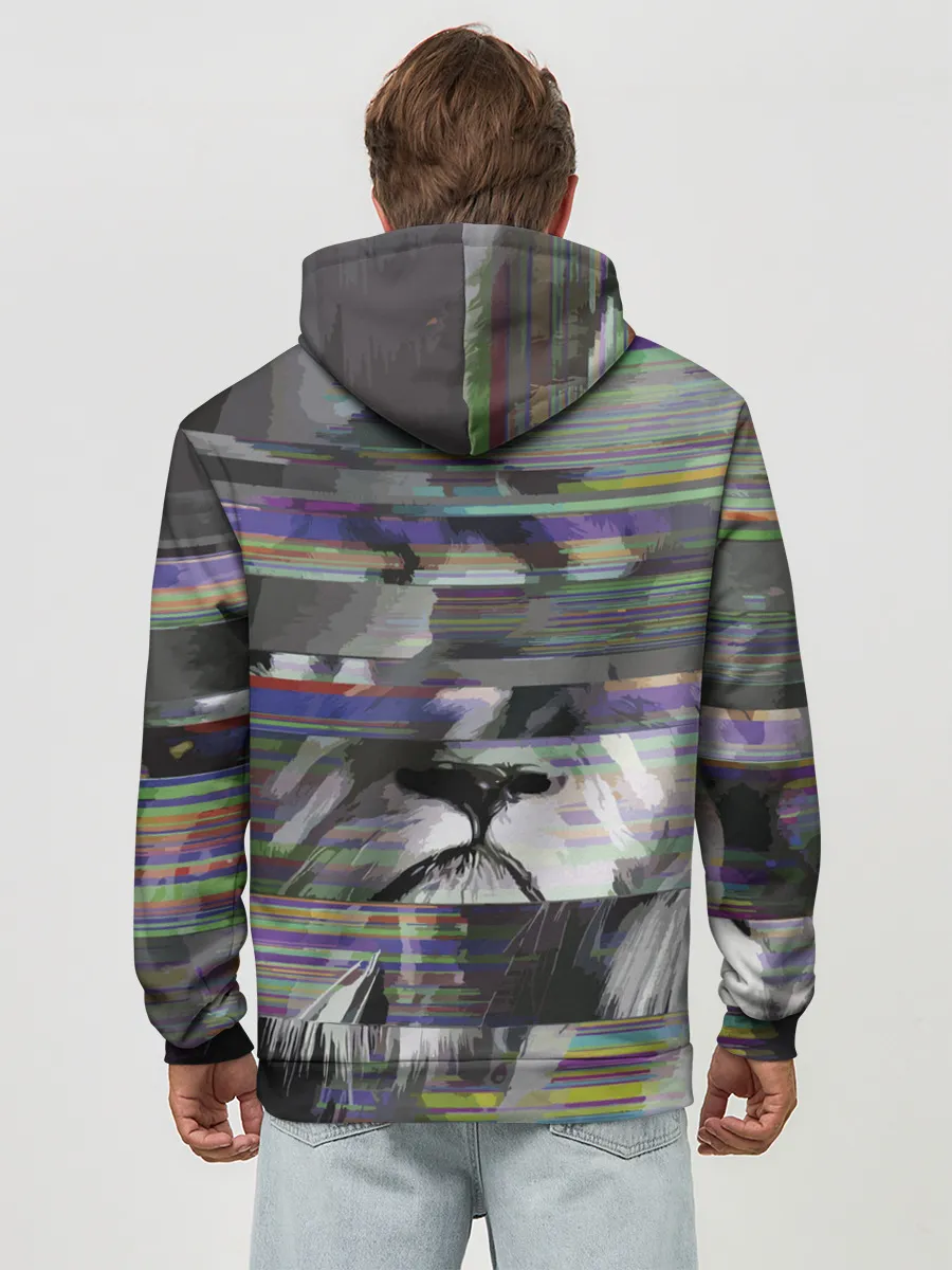 Худи мужской база хлопок / Glitch lion 2020