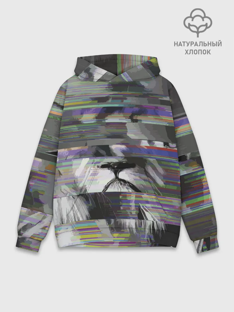 Худи мужской база хлопок / Glitch lion 2020