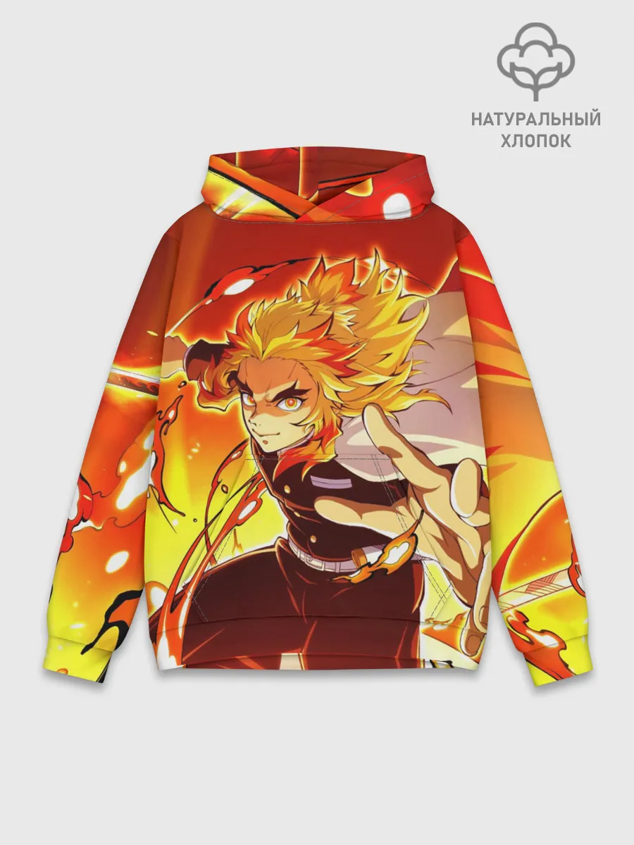 Худи мужской база хлопок / Ренгоку Кёджуро, Клинок рассекающий демонов
