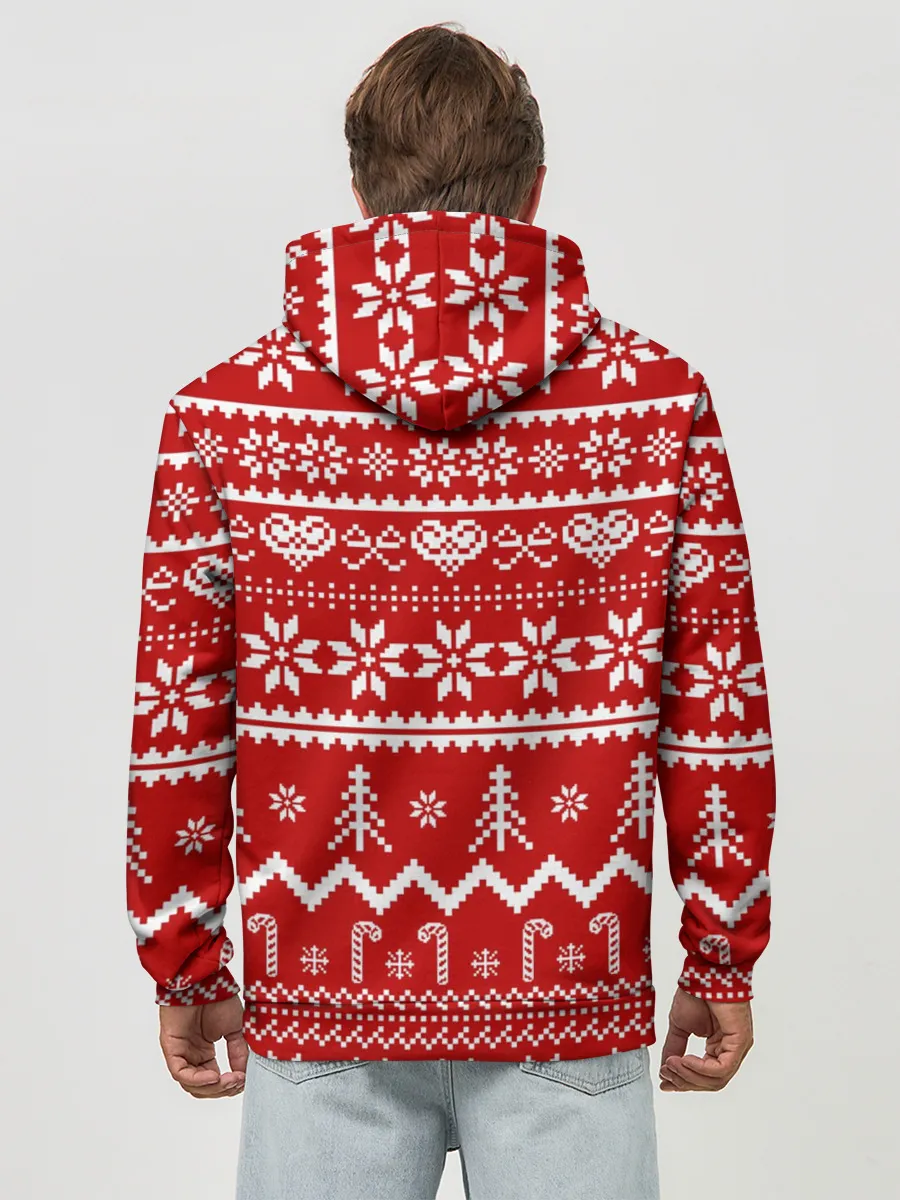 Худи мужской база хлопок / Праздничный новогодний узор