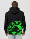 Худи мужской база хлопок / SKODA GREEN LOGO BLACK STYLE