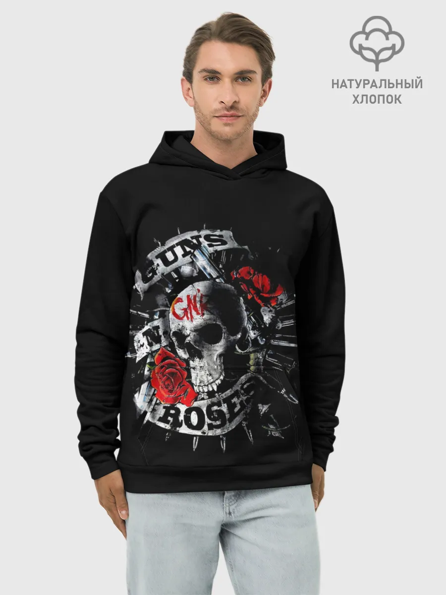 Худи мужской база хлопок / Ганз энд роузес