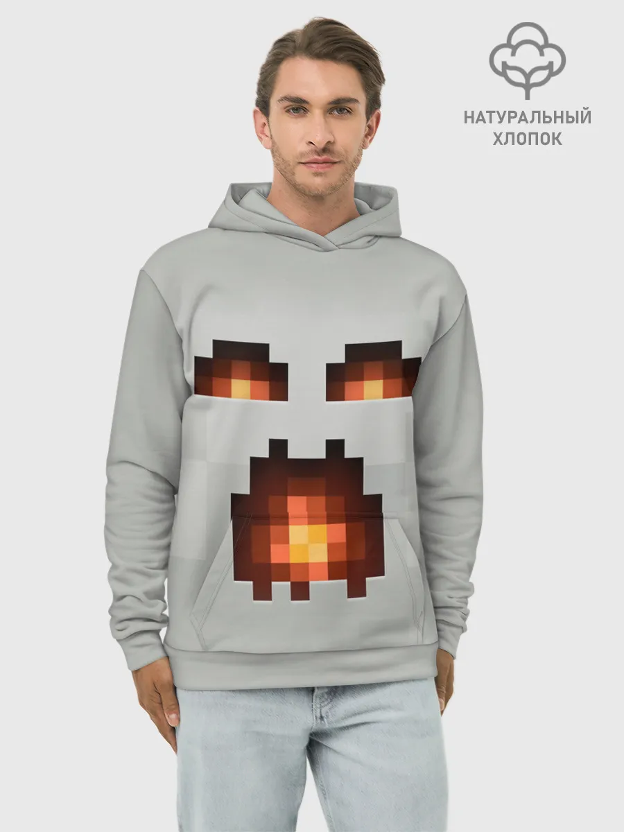 Худи мужской база хлопок / МАЙНКРАФТ, ГАСТ ОГНЕННЫЙ