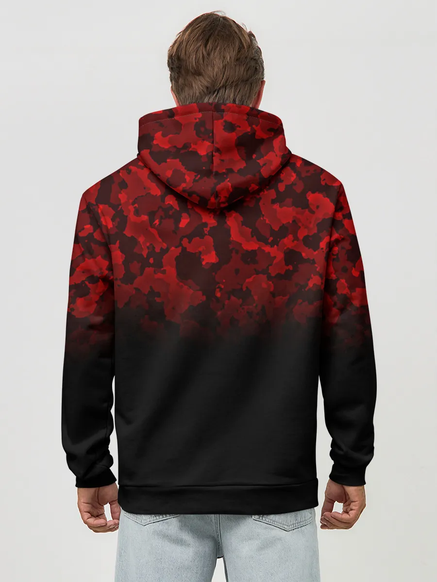 Худи мужской база хлопок / BLACK RED CAMO | RED MILLITARY