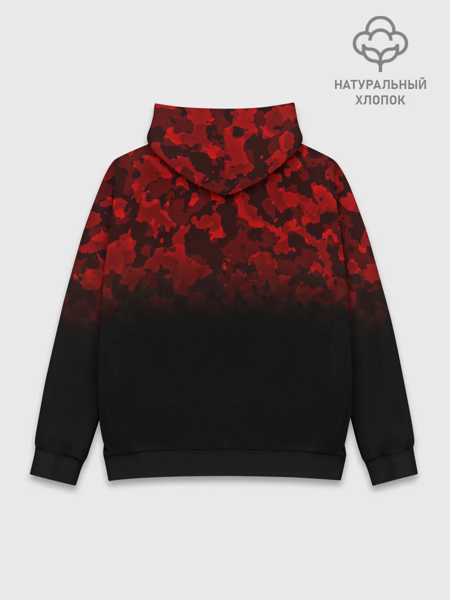 Худи мужской база хлопок / BLACK RED CAMO | RED MILLITARY