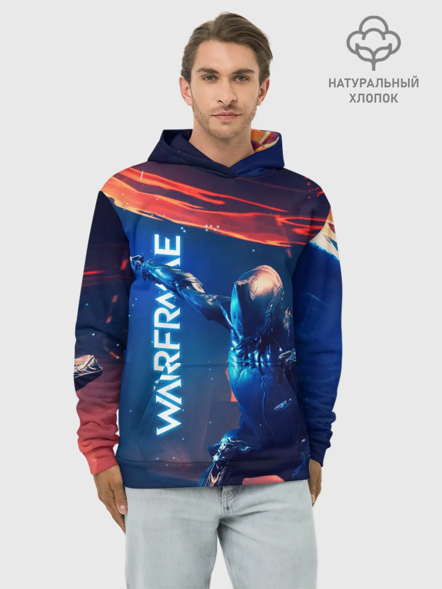 Худи мужской база хлопок / WAFRAME NEON KATANA FIRE