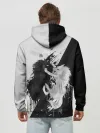 Худи мужской база хлопок / ИНЬ ЯНЬ ВОЛКИ ЧЁРНО БЕЛЫЙ