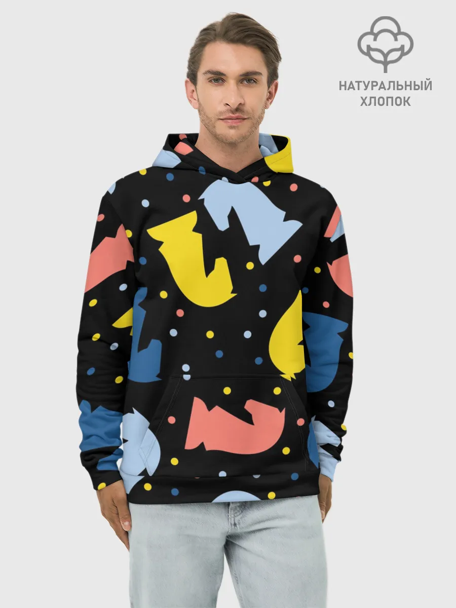 Худи мужской база хлопок / Шахматные фигуры цветные