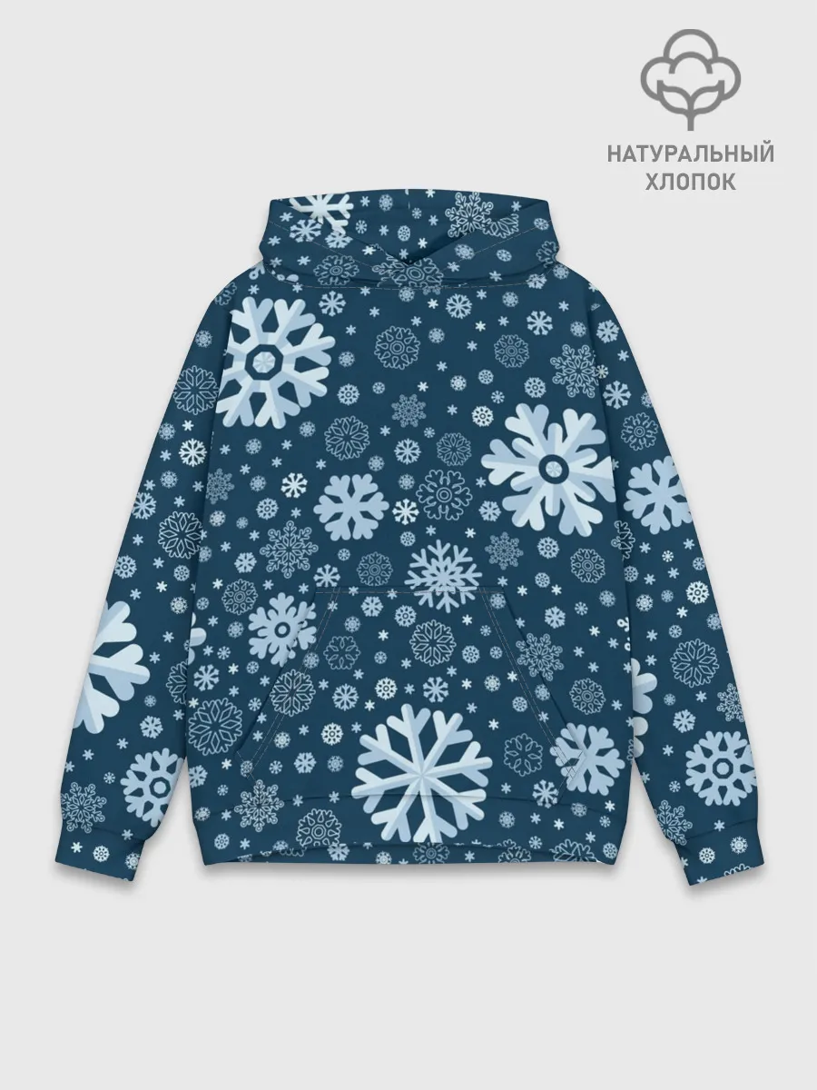Худи мужской база хлопок / Новогодние снежинки, новый год