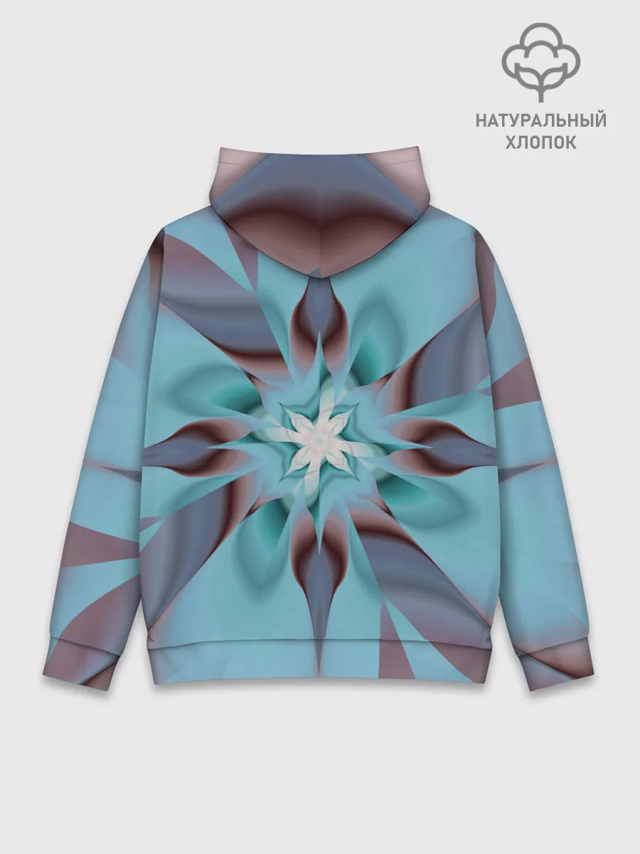 Худи мужской база хлопок / Абстрактный цветок. Голубой.