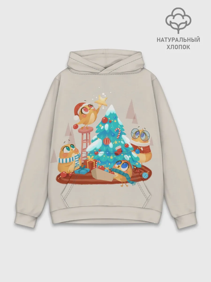 Худи мужской база хлопок / Зверята празднуют новый год