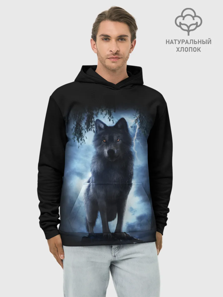 Худи мужской база хлопок / ВОЛК БРОДЯГА