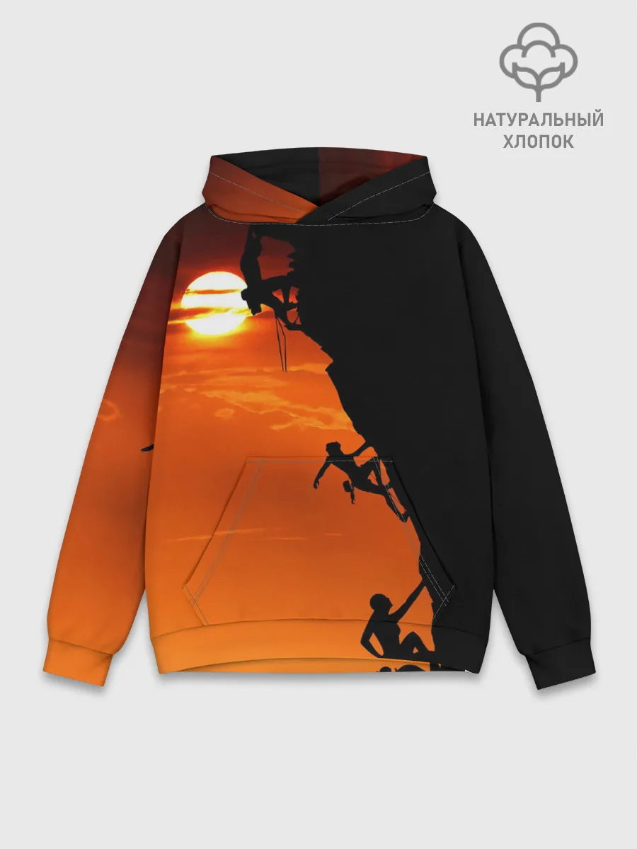 Худи мужской база хлопок / СКАЛОЛАЗЫ В ЗАКАТЕ