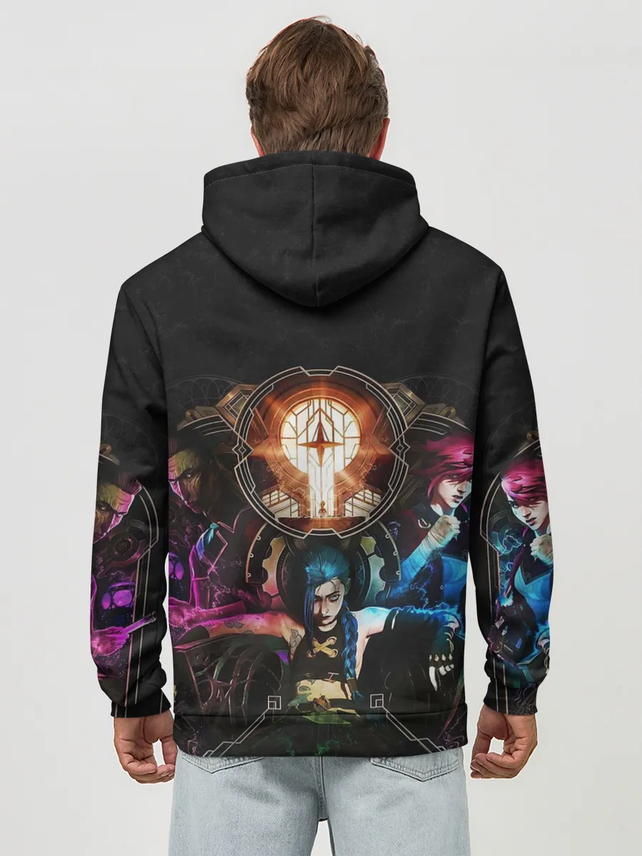 Худи мужской база хлопок / Аркейн Джинкс,Ви и Силко