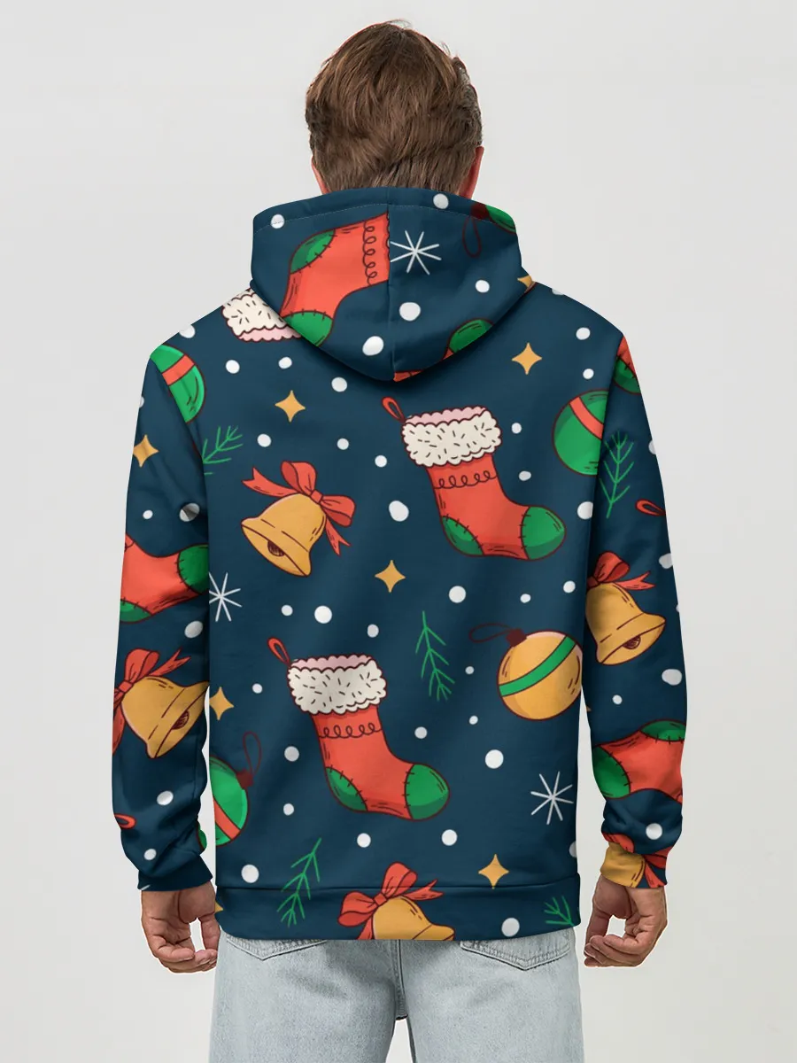 Худи мужской база хлопок / Новогодний, рождественский узор
