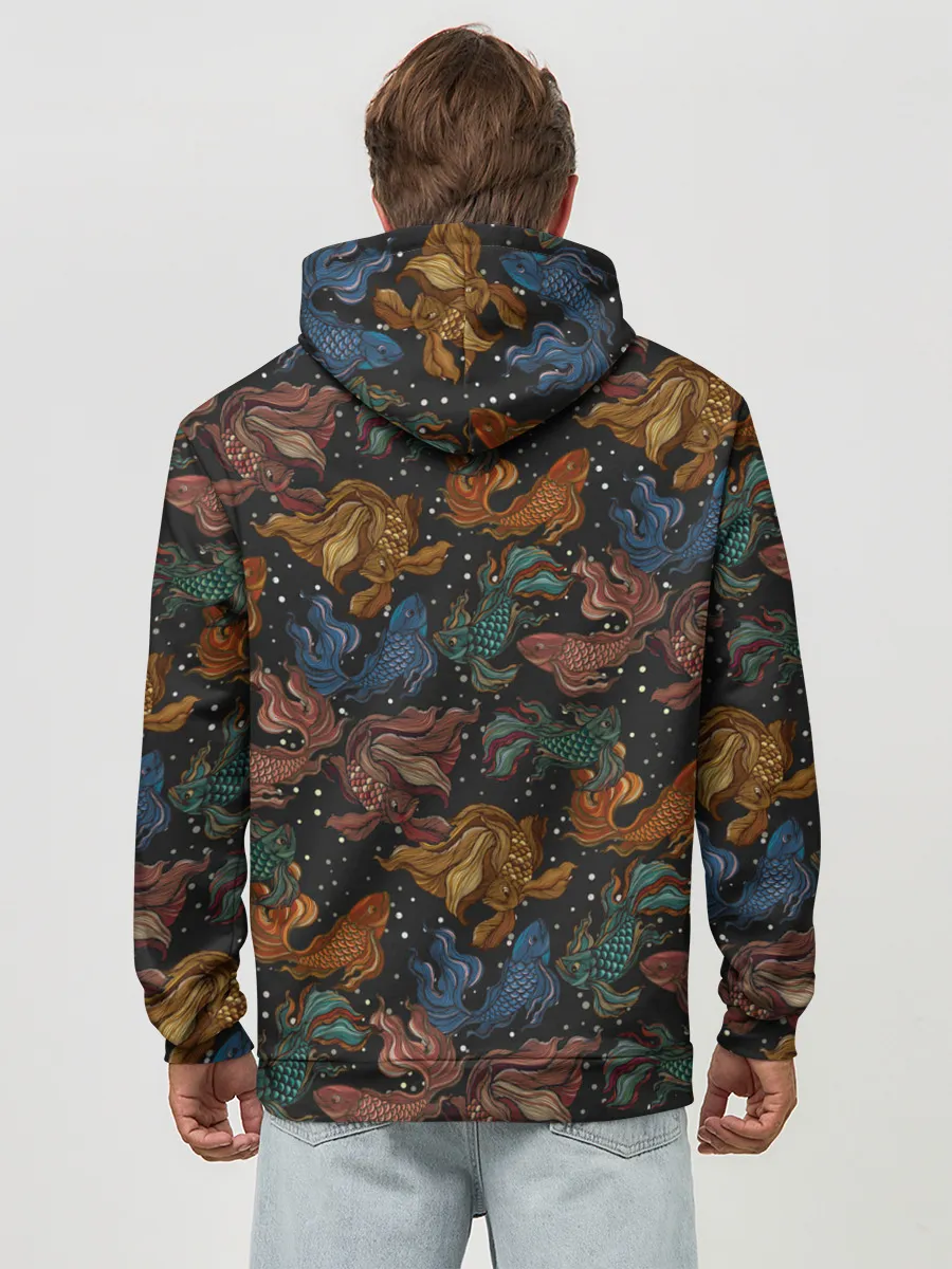 Худи мужской база хлопок / Тайские рыбки