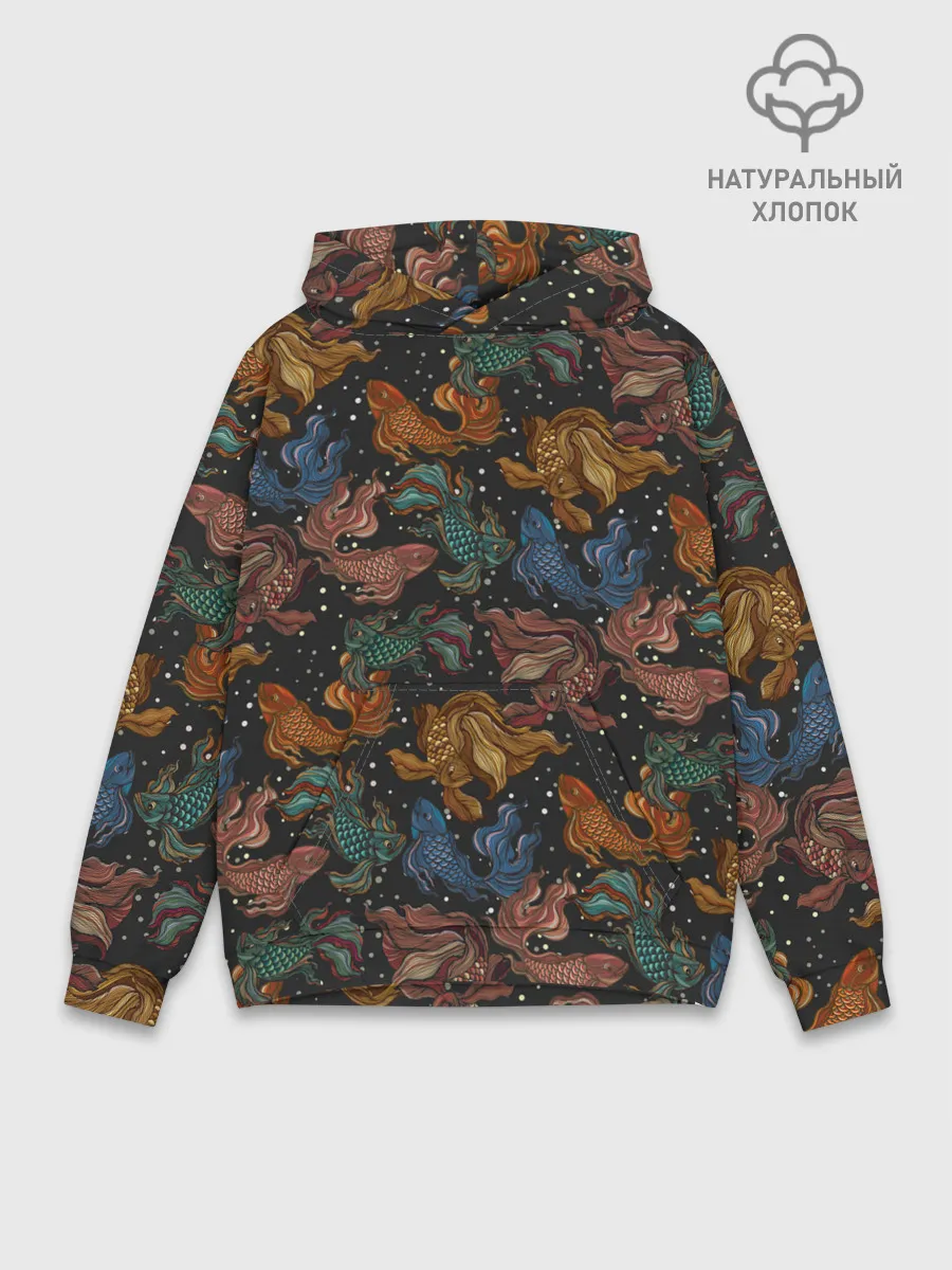 Худи мужской база хлопок / Тайские рыбки