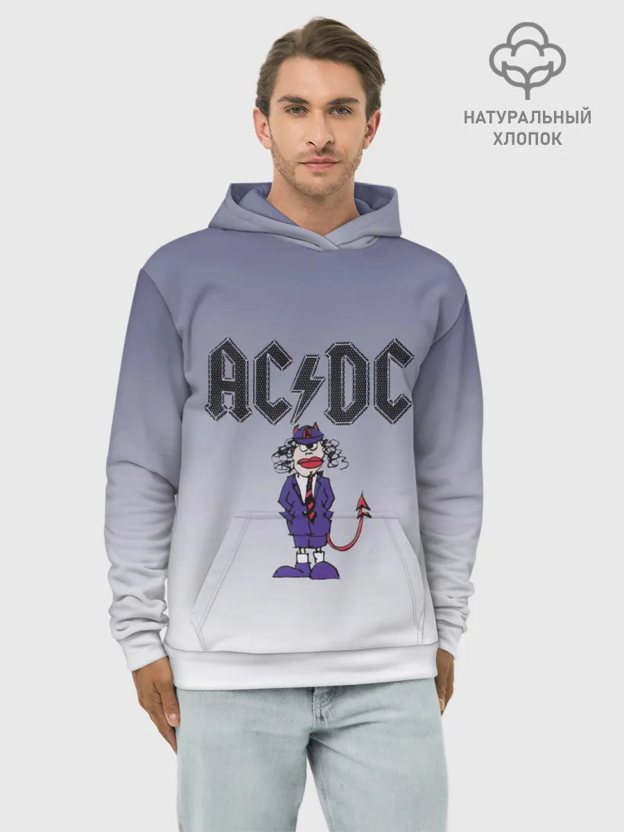 Худи мужской база хлопок / Ангус Янг чертик AC/DC