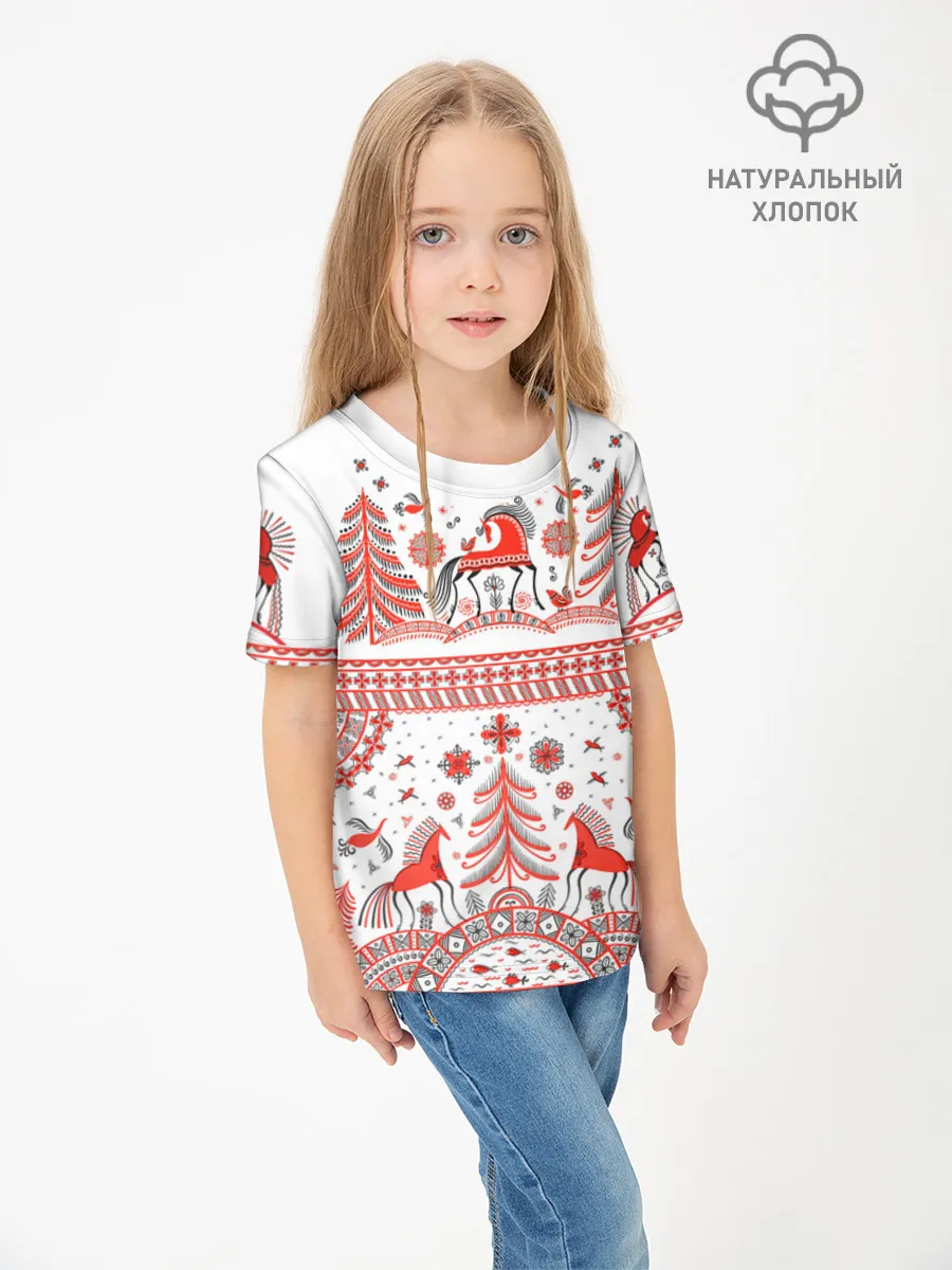 Детская футболка хлопок / MezenHorse_2_KT