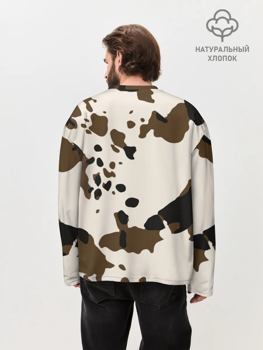 Мужской лонгслив оверсайз хлопок / CowPrint
