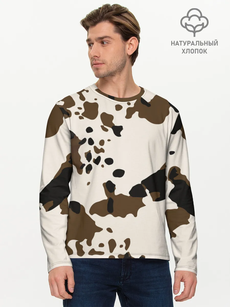 Мужской лонгслив хлопок / CowPrint