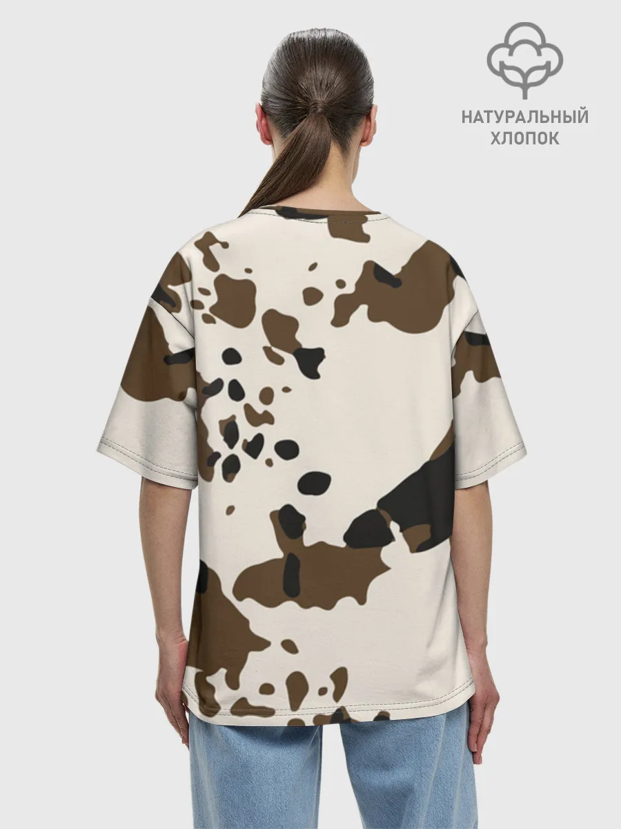 Женская футболка оверсайз хлопок / CowPrint