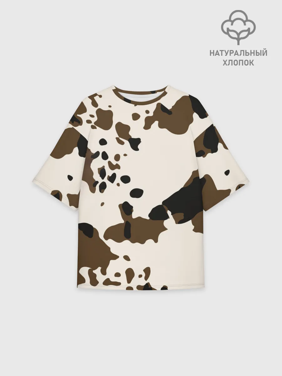 Женская футболка оверсайз хлопок / CowPrint