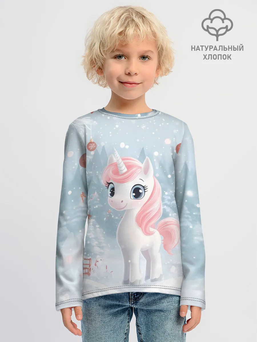 Детский лонгслив хлопок / Пони Новый год