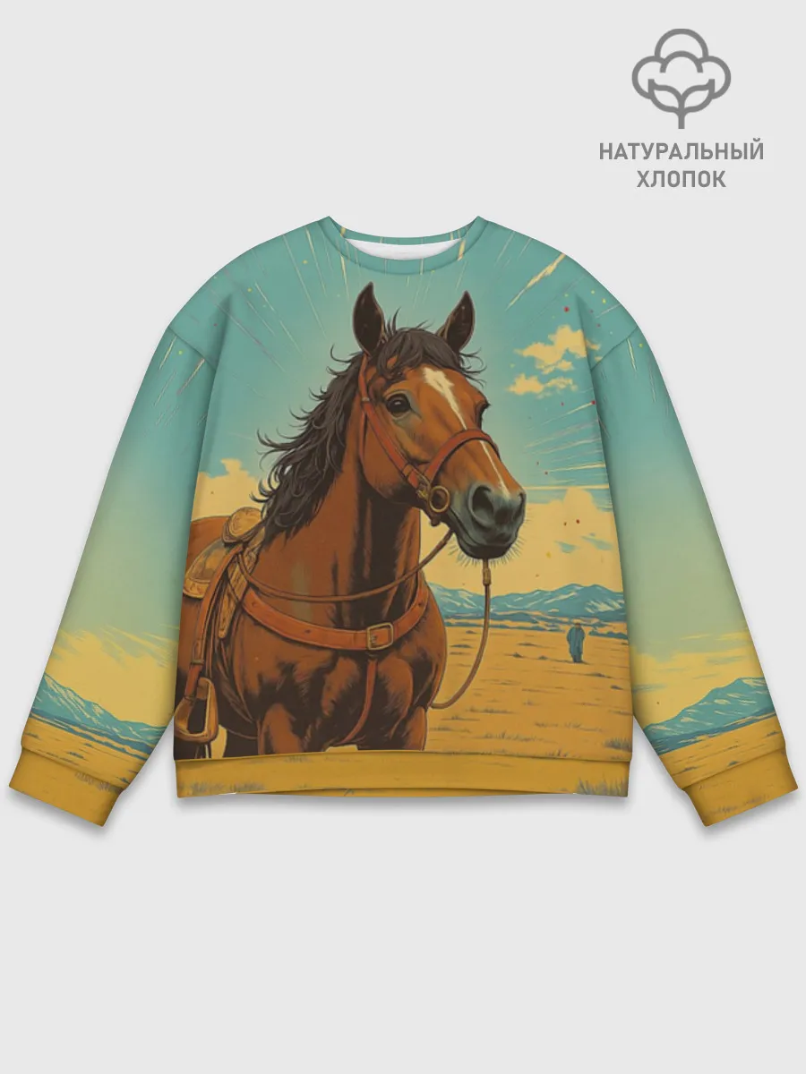 Мужской свитшот база хлопок / Loshad_v_pustine