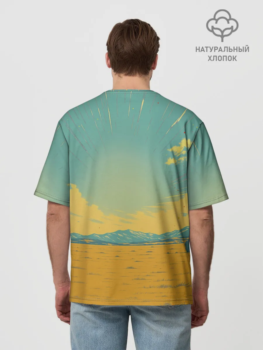 Мужская футболка оверсайз хлопок / Loshad_v_pustine