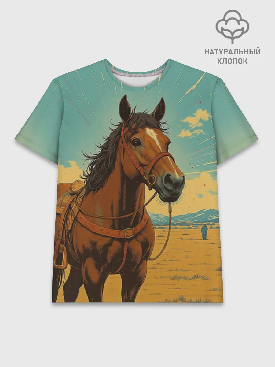 Мужская базовая футболка хлопок / Loshad_v_pustine