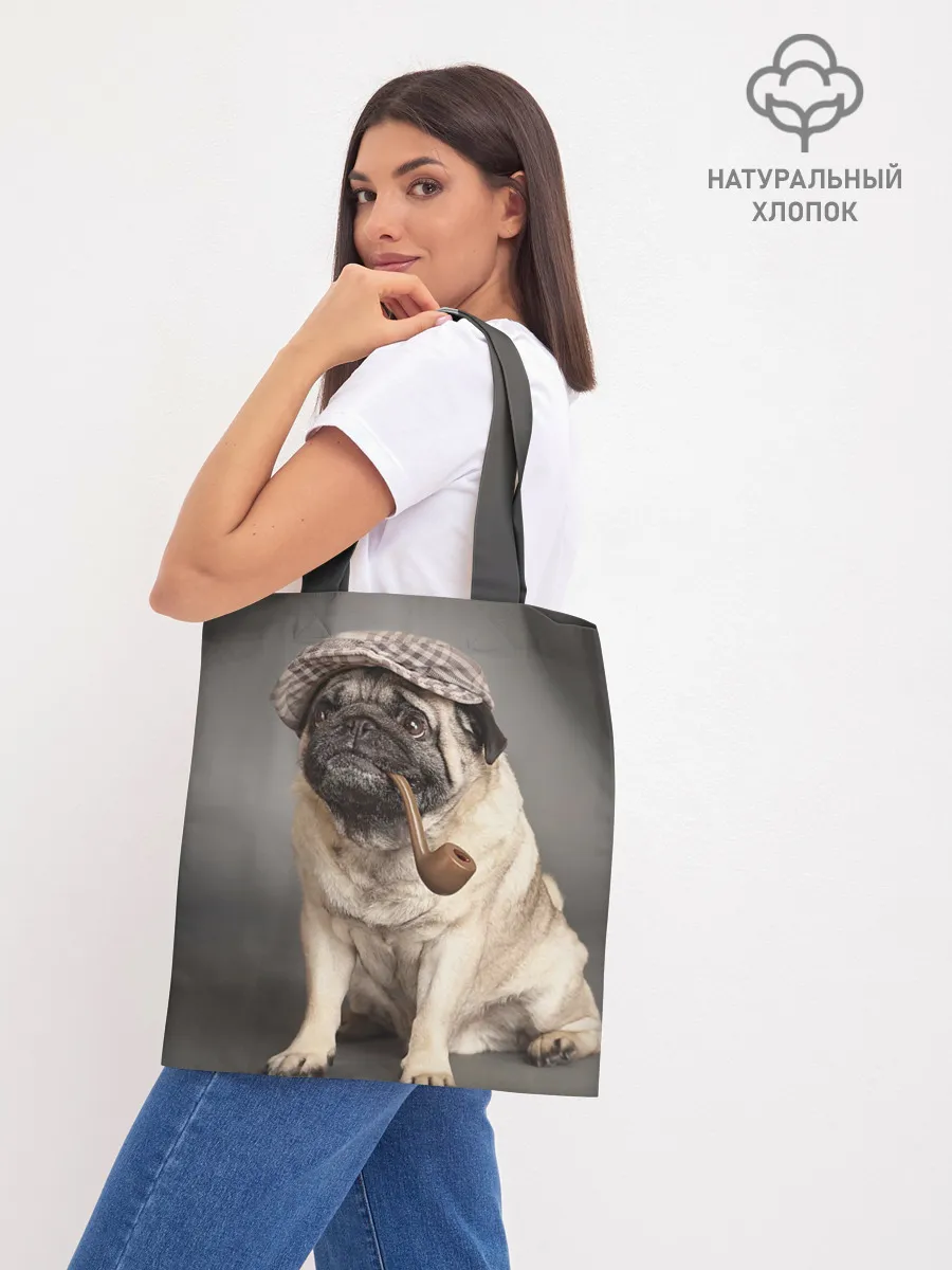 Шоппер база / Мопс в кепке