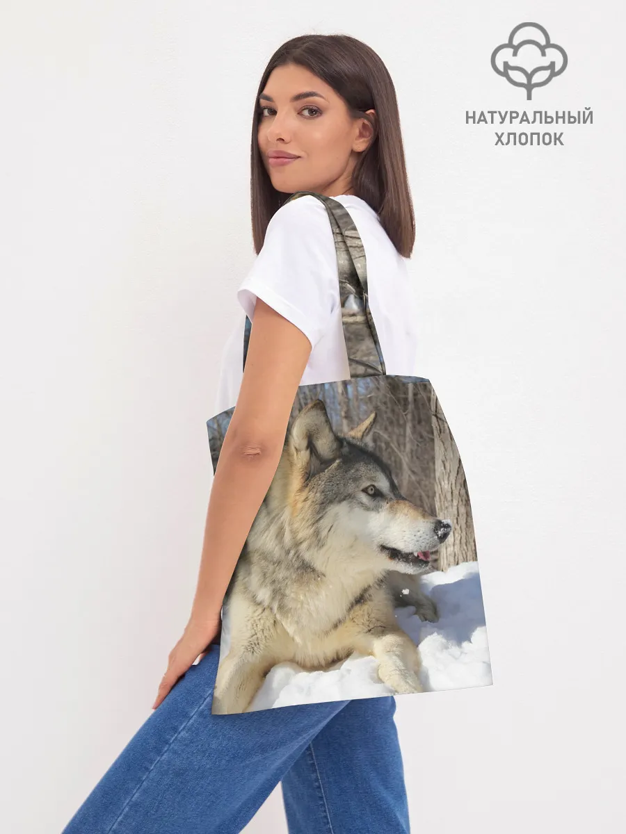 Шоппер база / Волк лежит на снегу