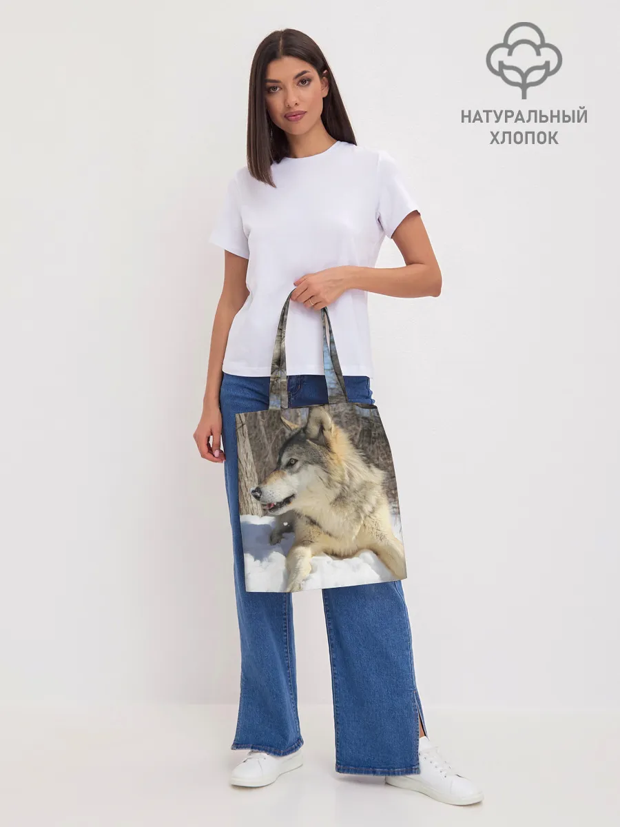 Шоппер база / Волк лежит на снегу