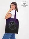 Шоппер база / черный кот на фиолетовом фоне