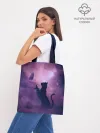Шоппер база / Бабочка кот силуэт фиолетовый