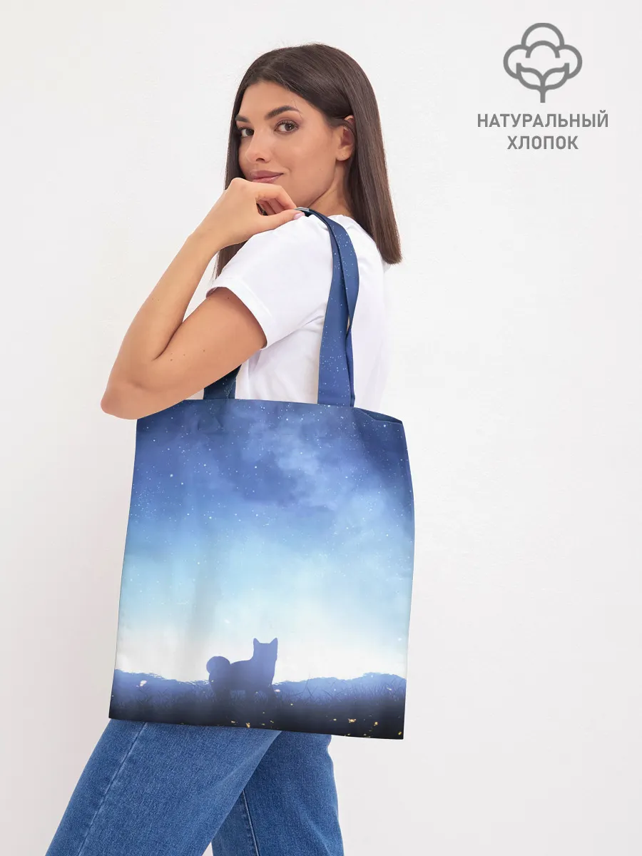 Шоппер база / силуэт корги ночь космос дымка