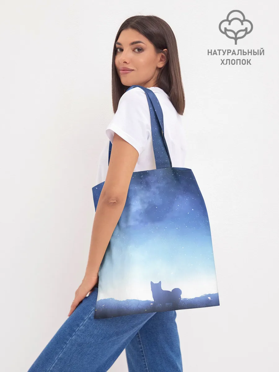 Шоппер база / силуэт корги ночь космос дымка