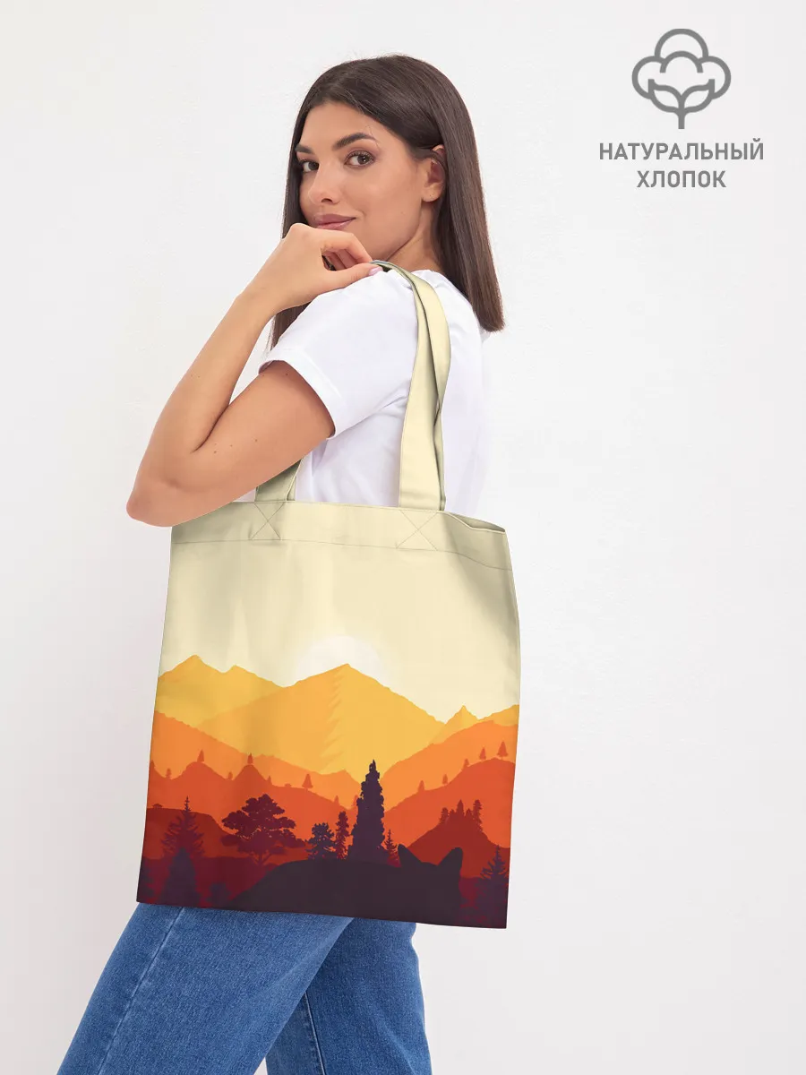 Шоппер база / Горы закат пейзаж лиса арт