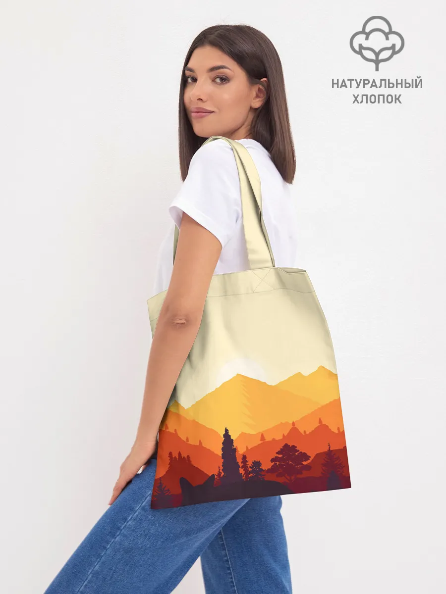 Шоппер база / Горы закат пейзаж лиса арт