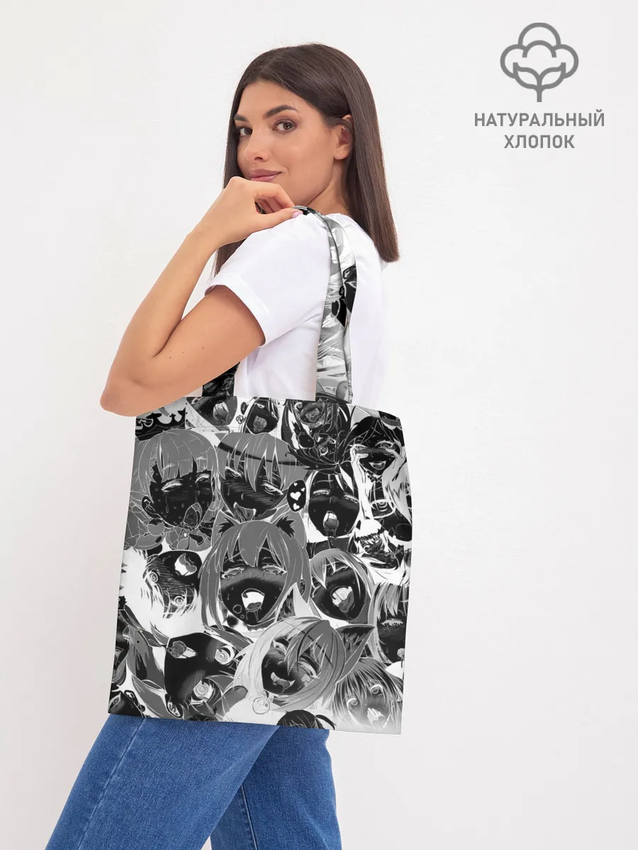 Шоппер база / Ахегао паттерн черный