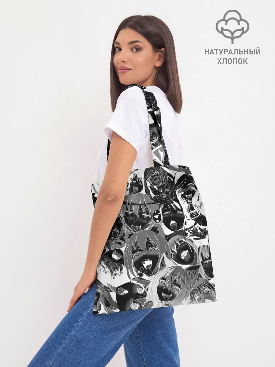 Шоппер база / Ахегао паттерн черный