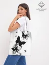 Шоппер база / Черные бабочки на белом