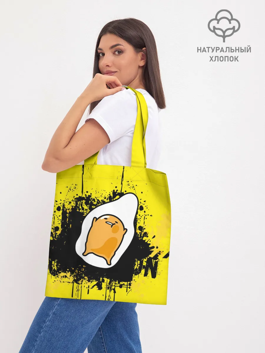 Шоппер база / веселое яйцо на черном фоне