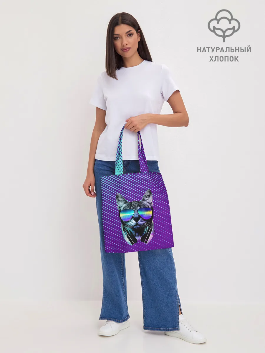 Шоппер база / Кот очки наушники модный