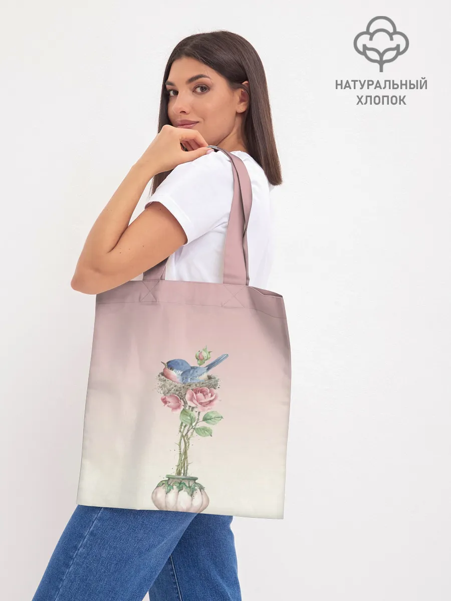 Шоппер база / Птичка в гнезде роза