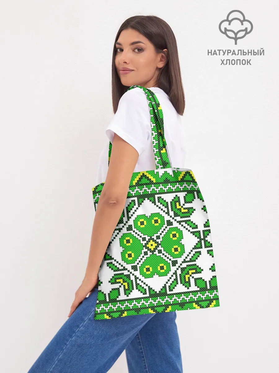 Шоппер база / Славянский Узор Зеленый