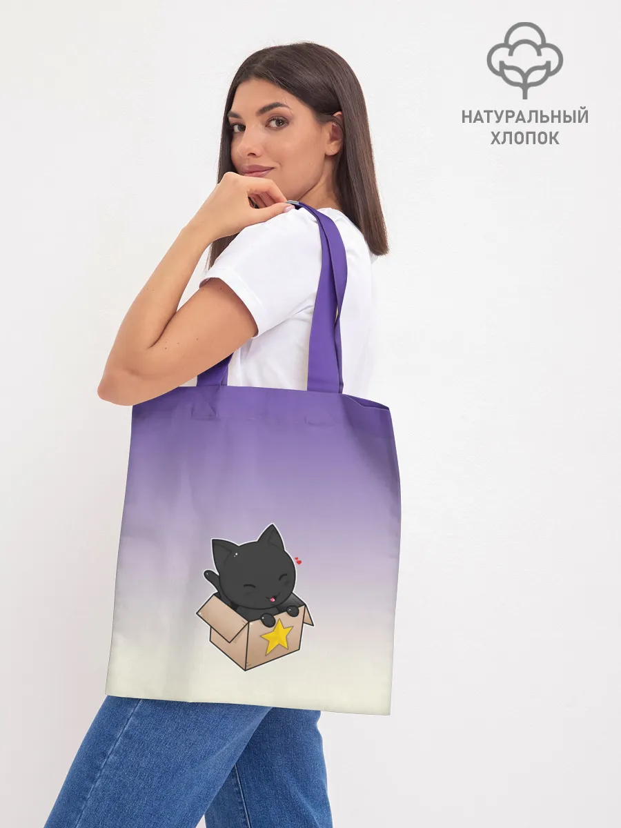 Шоппер база / черный котенок в коробке