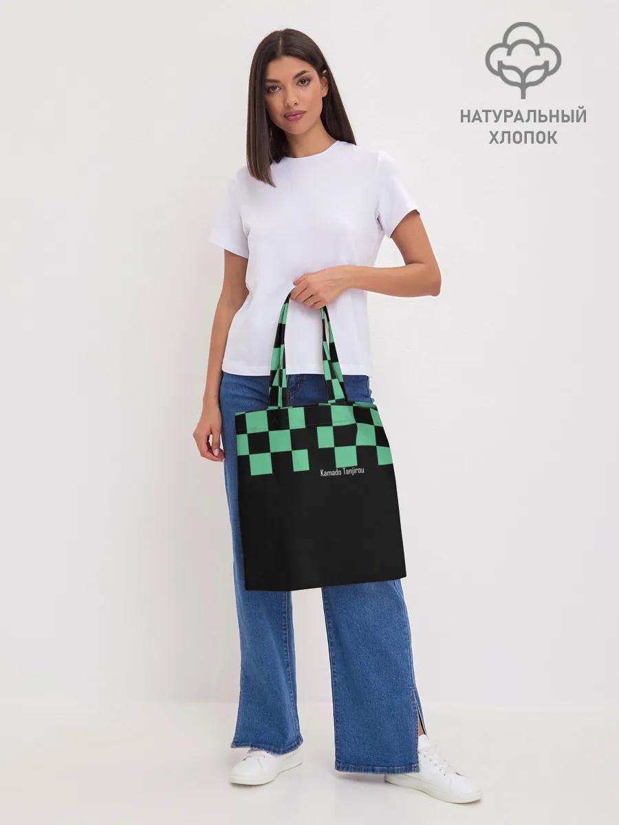 Шоппер база / Kamado Tanjiro зеленые квадраты